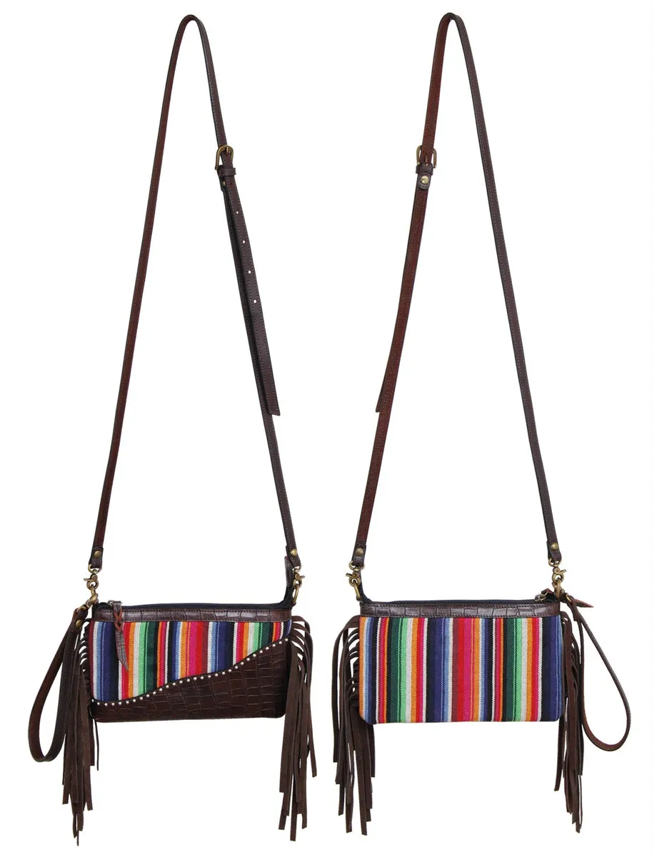 Sarape Leather Crossbody Wristlet
