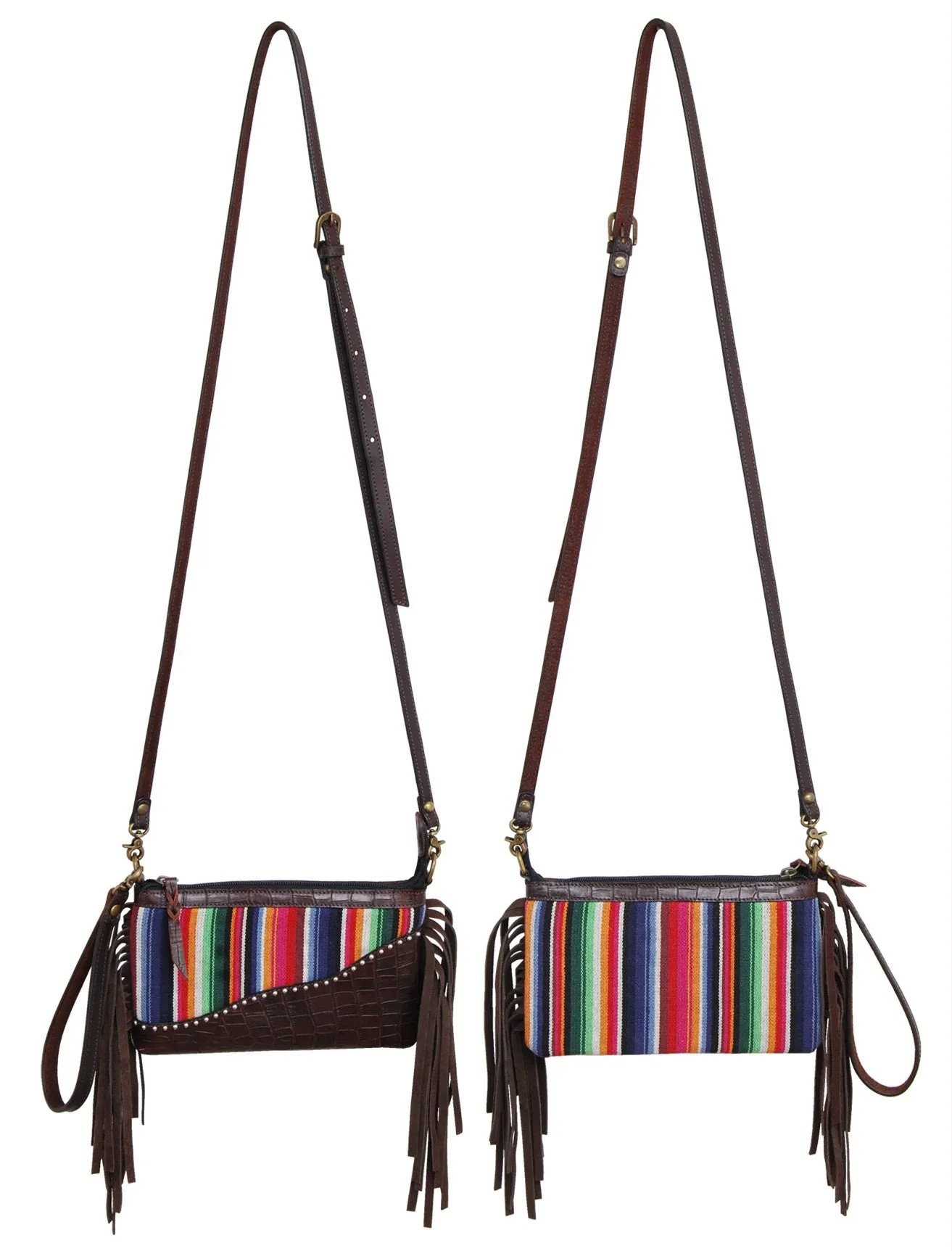 Sarape Leather Crossbody Wristlet
