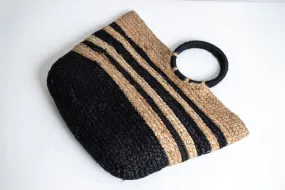 Spring Toast/ Black Straw Tote